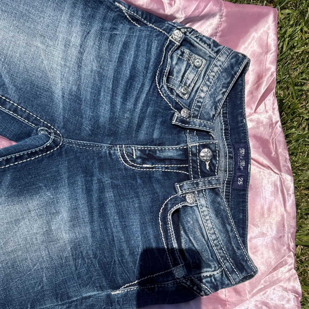 Miss Me Dark Blue Boot Cut Jeans Mid-rise